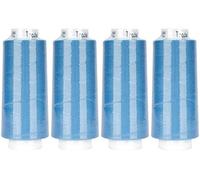 Amann Mettler Trojalock No.120 Overlockgarn 2500 m (4er Pack gleiche Farbe) - stark, elastisch, schrumpffrei, 100% Polyester (Babyblau)