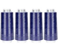 Amann Mettler Trojalock No.120 Overlockgarn 2500 m (4er Pack gleiche Farbe) - stark, elastisch, schrumpffrei, 100% Polyester (Indigo)