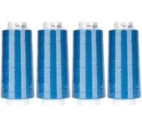 Amann Mettler Trojalock No.120 Overlockgarn 2500 m (4er Pack gleiche Farbe) - stark, elastisch, schrumpffrei, 100% Polyester (Azurblau)