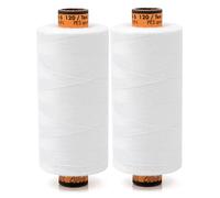 Amann Nähgarn Nm 120-2x1000m Duo Pack - Reißfestes Universal- & Overlockgarn aus Polyester - Nähmaschinengarn in Weiß