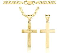 AMAR Goldkette Herren/Damen kreuzkette gold 925/585 60 cm Goldkette für herren 3,8mm Panzerung