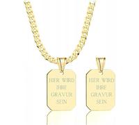 AMAR ketten für herren vergoldet 925/gold 585, personalisierte geschenke männer - Erkennungsmarke mit gravur, militär silber Goldkette massive 3,8 mm, Kreuz Kette 60 cm