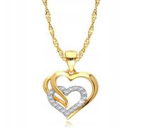 Amar Luxury ZELYA Damen Gold Herz Kette 585/925, halskette - liebeskind kette, geschenke, geschenke für freundin- goldkette 585 echtgold mit 925 silber, Herz mit Zirkonen