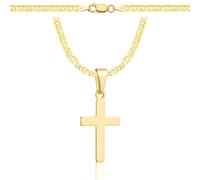 AMAR OPRAVA Gold Damen/Herren Kette mit einem 925/585 Kreuz, original geflochten, Breite 3,8 mm, Goldkette- Halskette, kreuz kette gold 585, 55 cm