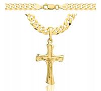 AMAR OPRAVA Goldkette Herren 585 Kreuz - Panzer Kette 925/585 Massiv - Kreuzkette Halskette 6,5 mm