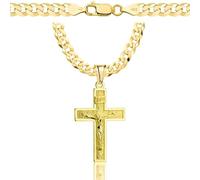 AMAR OPRAVA goldkette herren mit kreuz 585, Kette Herren 925/585 - kreuz kette herren gold 585 massiv - 5 mm, Kreuz Kette - Kreuzkette - Halskette Herren Panzerung