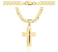 AMAR OPRAVA Goldkette Herren mit Kreuz 585 - Panzerkette 925/585 Gold 5mm Massiv