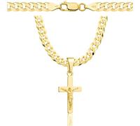 AMAR OPRAVA Goldkette Herren mit Kreuz - Panzerkette Gold 585/925 Massiv 5 mm