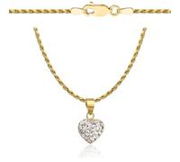 AMAR PRAGNA Damen Gold Herz Kette 585/925, Liebeskind-Kette, Geschenke für Freundin und Frauen