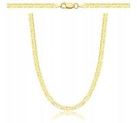 AMAR PRAGNA Gold Damen/Herren Kette 925/585, original geflochten, Breite 3,5 mm, Goldkette- Halskette, vergoldete kette 585- königskette gold, goldschmuck plattenkette 60 cm