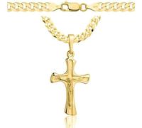 AMAR PRAGNA goldkette herren mit kreuz 585, Kette Herren 925/585 - kreuz kette herren gold 585 massiv - 5 mm, Kreuz Kette 45 cm - Goldkette Kreuzkette - panzerkette gold 585
