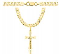 AMAR PRAGNA goldkette herren mit kreuz 585, Kette Herren 925/585 - kreuz kette herren gold 585 massiv - 5 mm, Kreuz Kette 60 cm - Goldkette Kreuzkette - Halskette Herren Panzerung