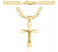 AMAR PRAGNA goldkette herren mit kreuz 585, Kette Herren 925/585 - kreuz kette herren gold 585 massiv - 5 mm, Kreuz Kette 55 cm - Goldkette Kreuzkette - panzerkette gold 585