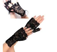 Amasawa 2 Paar Frauen Spitze Fingerlose Handschuhe, Schwarz, 19 * 8 cm; 17 * 9 cm, Hochzeitsgäste, formelle Anlässe, Handschuhe
