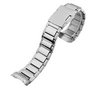 AMAUPCKCA 22 mm gebogenes Edelstahlarmband for C-asio EQB-800BL EQB-501 EQB-900 EDIFICE/EQB-500 Serie Stahlarmband Original Steel Wat(Silver)