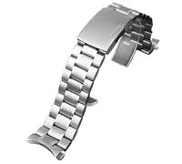 AMAUPCKCA Edelstahl-Armband, gebogenes Armband for Casio EFR-526/303/304/530/556/552, Herren-Armband BEM-506/501, 20 mm, 22 mm, 24 mm(Silver B,22mm)