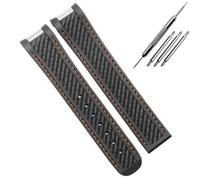 AMAUPCKCA Kautschuk-Uhrenarmband for Omega AT150, Seamaster 300 und Aqua Terra Taucheruhren, schwarz-blaues Silikonarmband, 20 mm(Black orange no CL)