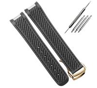 AMAUPCKCA Kautschuk-Uhrenarmband for Omega AT150, Seamaster 300 und Aqua Terra Taucheruhren, schwarz-blaues Silikonarmband, 20 mm(Black gold)