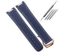 AMAUPCKCA Kautschuk-Uhrenarmband for Omega AT150, Seamaster 300 und Aqua Terra Taucheruhren, schwarz-blaues Silikonarmband, 20 mm(Blue white RG)