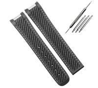 AMAUPCKCA Kautschuk-Uhrenarmband for Omega AT150, Seamaster 300 und Aqua Terra Taucheruhren, schwarz-blaues Silikonarmband, 20 mm(Black white no clasp)