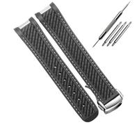 AMAUPCKCA Kautschuk-Uhrenarmband for Omega AT150, Seamaster 300 und Aqua Terra Taucheruhren, schwarz-blaues Silikonarmband, 20 mm(Black white silver)