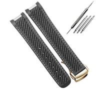 AMAUPCKCA Kautschuk-Uhrenarmband for Omega AT150, Seamaster 300 und Aqua Terra Taucheruhren, schwarz-blaues Silikonarmband, 20 mm(Black white gold)