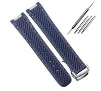 AMAUPCKCA Kautschuk-Uhrenarmband for Omega AT150, Seamaster 300 und Aqua Terra Taucheruhren, schwarz-blaues Silikonarmband, 20 mm(Blue white silver)