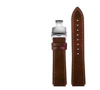 AMAUPCKCA Retro Echtleder Armband for Casio A158W A168 / F91w / AE-1200WHD/A158/A159/A169/AE1200 Vintage Uhrenarmband(Brown Silver)