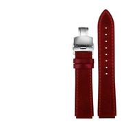 AMAUPCKCA Retro Echtleder Armband for Casio A158W A168 / F91w / AE-1200WHD/A158/A159/A169/AE1200 Vintage Uhrenarmband(Red Silver)
