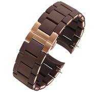 AMAUPCKCA Silikon-Stahlarmband for Armani AR5906 AR5905 AR5890 AR5889 5858 5920 Mann 23 mm Frau 20 mm Gummiarmband for Uhrenarmband(Brown Rose Button,23mm)