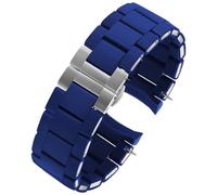 AMAUPCKCA Silikon-Stahlarmband for Armani AR5906 AR5905 AR5890 AR5889 5858 5920 Mann 23 mm Frau 20 mm Gummiarmband for Uhrenarmband(Blue Steel Buckle,23mm)