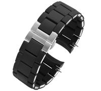 AMAUPCKCA Silikon-Stahlarmband for Armani AR5906 AR5905 AR5890 AR5889 5858 5920 Mann 23 mm Frau 20 mm Gummiarmband for Uhrenarmband(Black Steel Buckle,23mm)