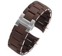 AMAUPCKCA Silikon-Stahlarmband for Armani AR5906 AR5905 AR5890 AR5889 5858 5920 Mann 23 mm Frau 20 mm Gummiarmband for Uhrenarmband(Brown Steel Buckle,23mm)