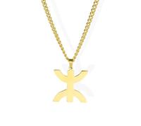 Amaxer Afrika Berber Symbol Halsketten für Frauen Afrikanischer Kabyle Stil Ethno Berber Edelstahl Schmuck Geschenk Anhänger Halskette (Gold)