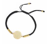 Amaxer Blume des Lebens gewebtes Seil-Armband für Frauen, Samen-des-Life-Mandala, heilige Geometrie, Schutz, Aushöhlung, verstellbare Perlenanhänger, Seil-Armband, Edelstahl