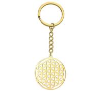 Amaxer Blume des Lebens Samen des Lebens Mandala Heilige Geometrie Kreis Rund Schutz Statement Charm Schmuck Schlüsselanhänger für Uni, stahl, 24.5mm