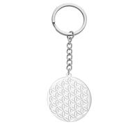 Amaxer Blume des Lebens Samen des Lebens Mandala Heilige Geometrie Kreis Rund Schutz Statement Charm Schmuck Schlüsselanhänger für Uni, stahl, 24.5mm