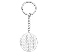 Amaxer Blume des Lebens Samen des Lebens Mandala Heilige Geometrie Kreis Rund Schutz Statement Charm Schmuck Schlüsselanhänger für Uni, stahl, 24.5mm