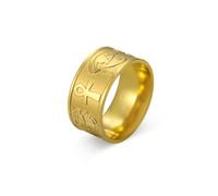 Amaxer Breitbandring mit altägyptischem Symbol für Damen und Herren Edelstahl Ankh Auge des Horus Ägypten Schutz Glücksbringer Amulett Schmuck Geschenk