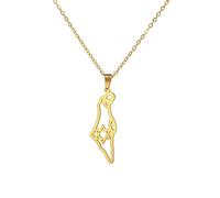 Amaxer Davidstern Halskette Israel Palästina Karte Edelstahl Schmuck Geschenke Anhänger Halskette für Frauen Männer, L50, Edelstahl