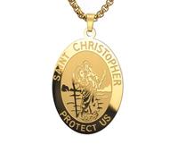 Amaxer Heiliger Christophorus Halskette Heilige Medaille Religiöser Schutz Amulett Schmuck Anhänger Box Kette Halskette für Frauen Männer (Gold)