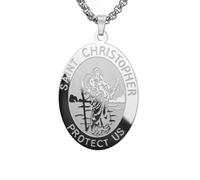 Amaxer Heiliger Christophorus Halskette Heilige Medaille Religiöser Schutz Amulett Schmuck Anhänger Box Kette Halskette für Frauen Männer (Silber)