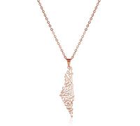 Amaxer Israel Palästina Karte Halskette Anhänger Halskette für Männer Land Geographie Edelstahl Schmuck Geschenk Kette Halskette (Israel Palästina Karte-R)