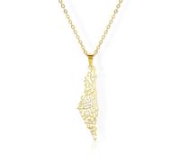 Amaxer Israel Palästina Karte Halskette Anhänger Halskette für Männer Land Geographie Edelstahl Schmuck Geschenk Kette Halskette (Israel Palästina Karte-G)