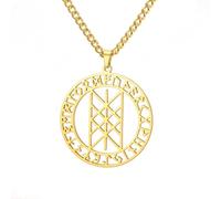 Amaxer Nordische Symbole Halskette für Frauen Edelstahl Web of Wyrd Viking Runen Retro Nordic Hollowed Out Schmuck Charme Anhänger Halskette (gold)