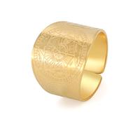 Amaxer Sieben Erzengel Ring für Männer Metatrons Würfel Edelstahl Das Siegel von Solomon Tetragrammaton Erzengel Schutz Verstellbarer Ring Statement Band für Männer Frauen (Sieben Erzengel-Gold, 9)