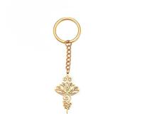 Amaxer Unalome Blumen-Schlüsselanhänger Yoga Lotus Blume Chakra Heilung Edelstahl Schmuck Geschenke Anhänger Kette Schlüsselanhänger Schlüsselanhänger, gold, 24.5mm