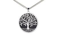 Amaxer Yggdrasil Baum des Lebens Halskette für Männer Familienbaum des Lebens Stabile Medaillon Schmuck Geschenkbox Kette Anhänger Halskette (Silber)