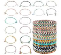Amaxiu 20 Stück gewebte Wickel Freundschaftsarmbänder, buntes handgefertigtes geflochtenes Armband verstellbare geflochtene Schnurarmbänder stapelbare Armbänder Wellenarmband Strandarmbänder