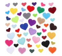 Amaxiu 52 Pcs Colorful Heart Iron on Patches, Heart Iron-On Patch Embroidered Heart Patches Applique for Clothing Jackets Backpacks Hats DIY Repair Decoration